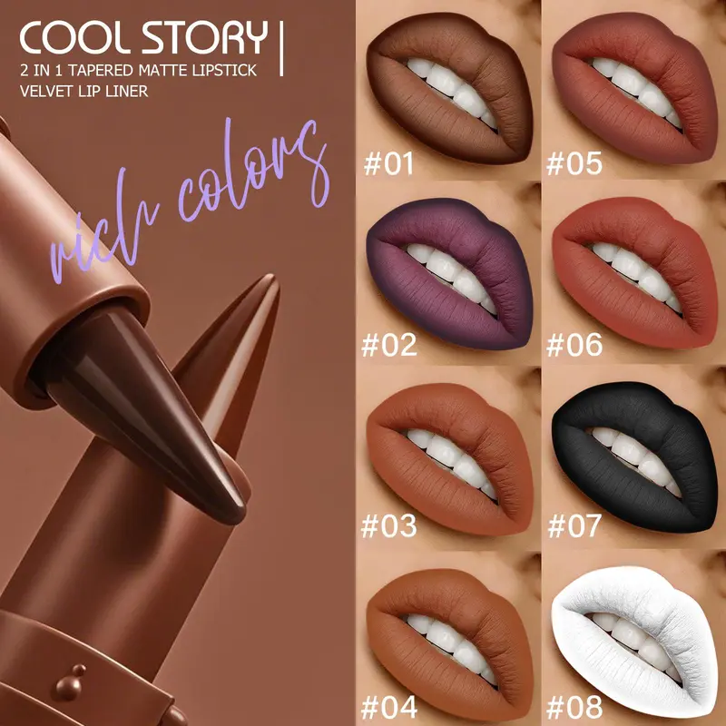 3 in 1 Eyebrow Pencil & Eyeliner & Lip Liner, 1 Count Waterproof Matte Finish Eyeliner Pen, Multi-use Makeup Tool for Women, Cosmetic 3