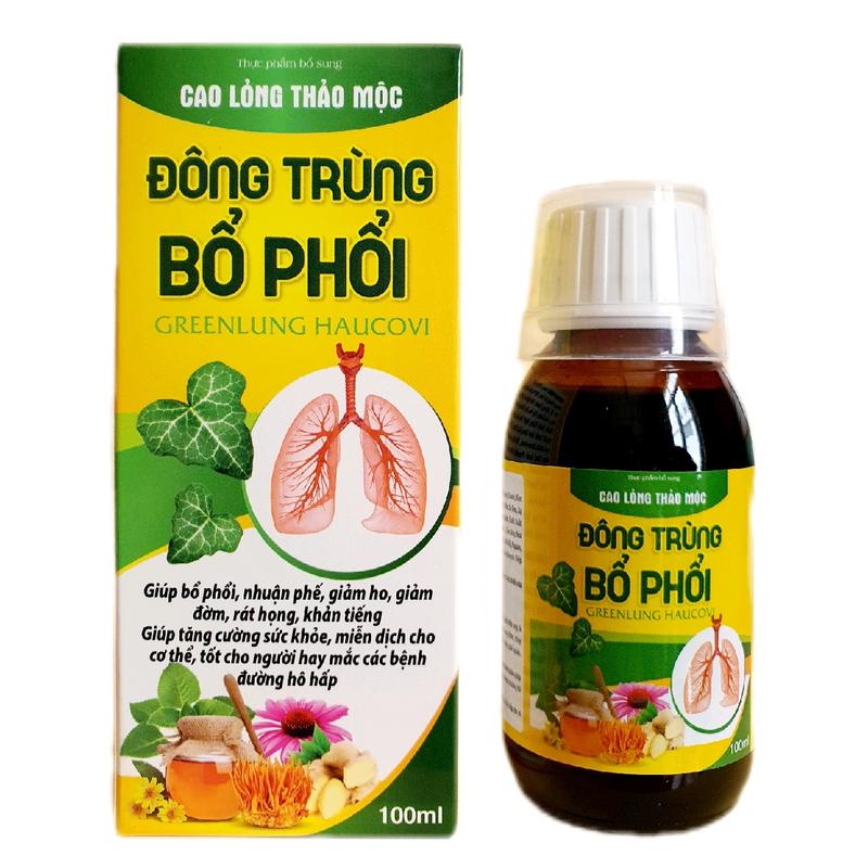 [Freeship HCM] Siro Ho Đông Trùng Bổ Phổi xuyên tâm liên, mật ong, gừng, thiên môn. Bổ phổi, giảm ho đờm, rát họng, khàn tiếng, chai 100ml