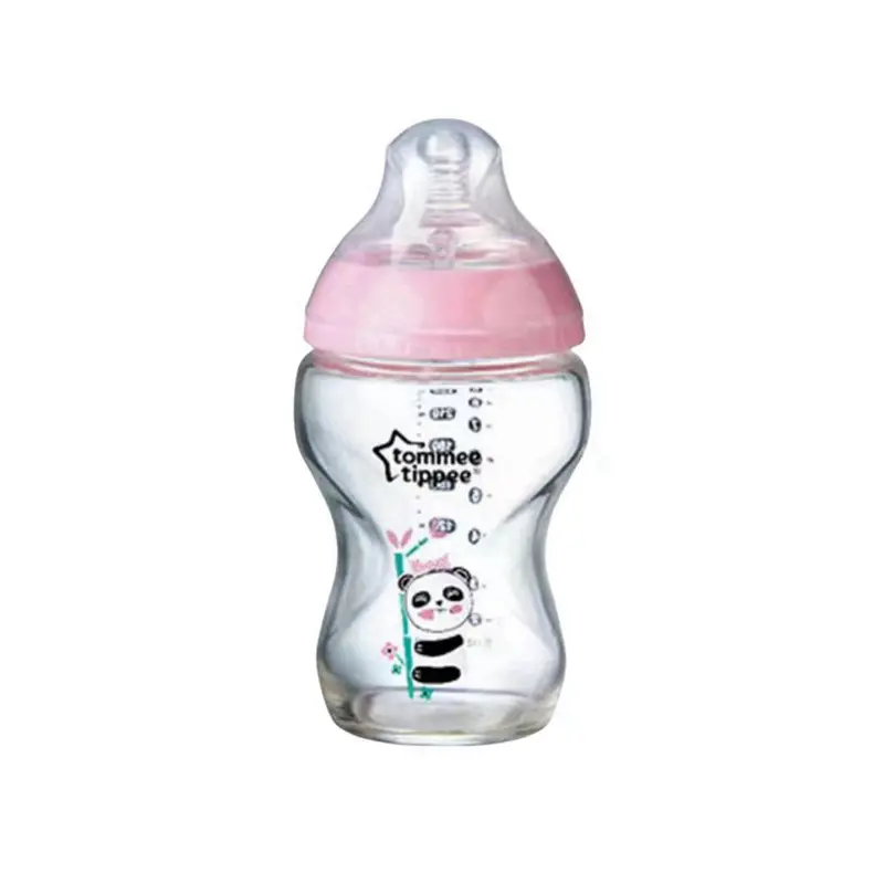 Bình ti cho bé bằng thủy tinh, Tommee Tippee, có núm vú, dòng chảy chậm, màu xanh lam và đỏ, có phụ kiện, thích hợp cho sữa mẹ của bé 3