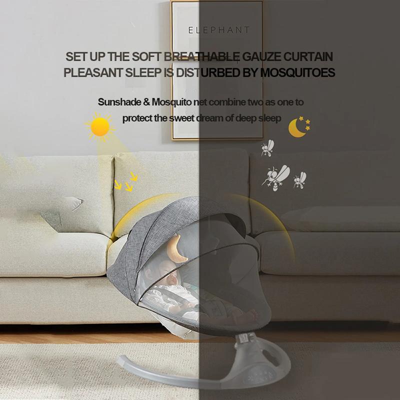 Product Introduction of Ghế bập bênh điện cho bé nôi điện cho em bé sơ sinh có nhạc - Màu Xám Voi 32
