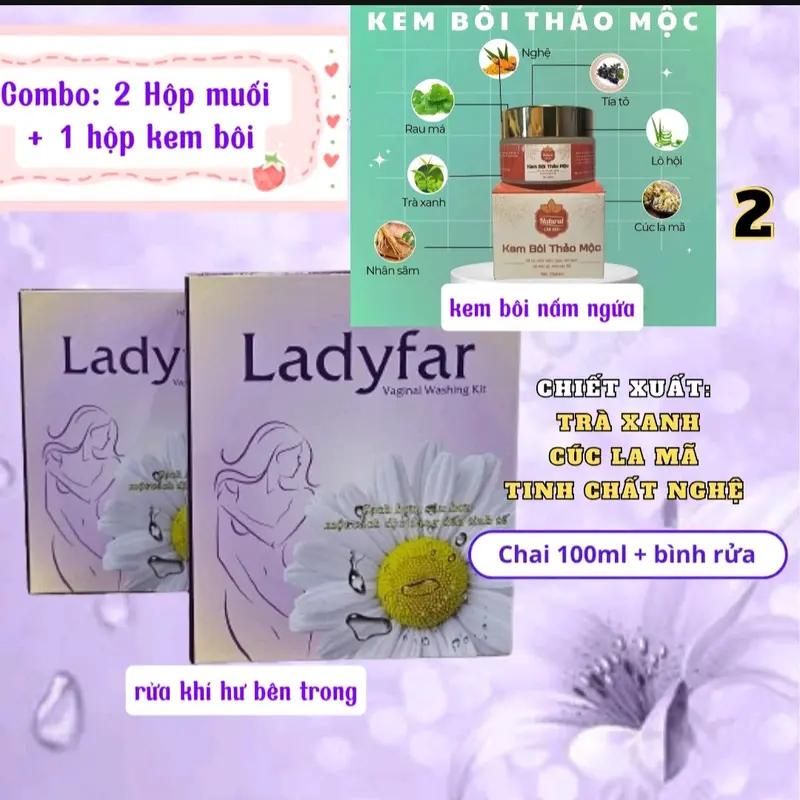 Combo: 2 hộp muối( tặng 2 bình rửa) +1 Hộp kem bôi 0