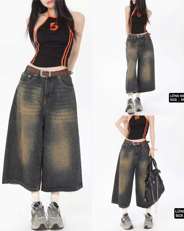 QUẦN JEANS NGỐ LỬNG DÀNH CHO NỮ , FORM TRƠN ỐNG RỘNG MÀU XANH PHA RÊU THỜI TRANG PHONG CÁCH