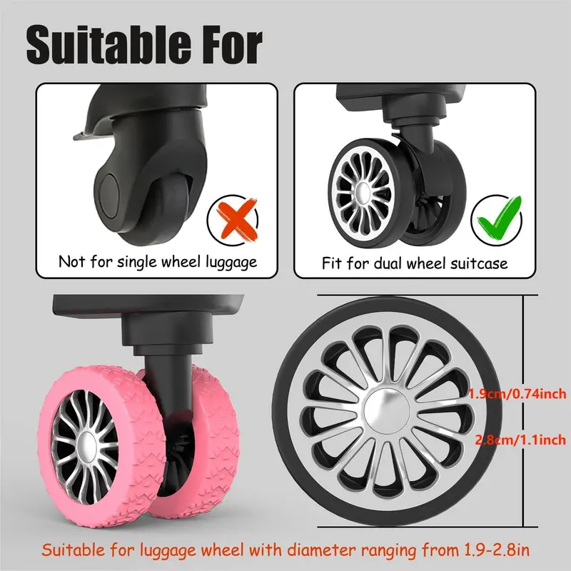 Silicone Luggage Wheel Cover (8 Counts), Travel Wheel Protector, Anti-noise Wheel Covers for Luggage, Rotating Chair, Stool, Wheel Cover for Outdoor Travel, Christmas Gift 8