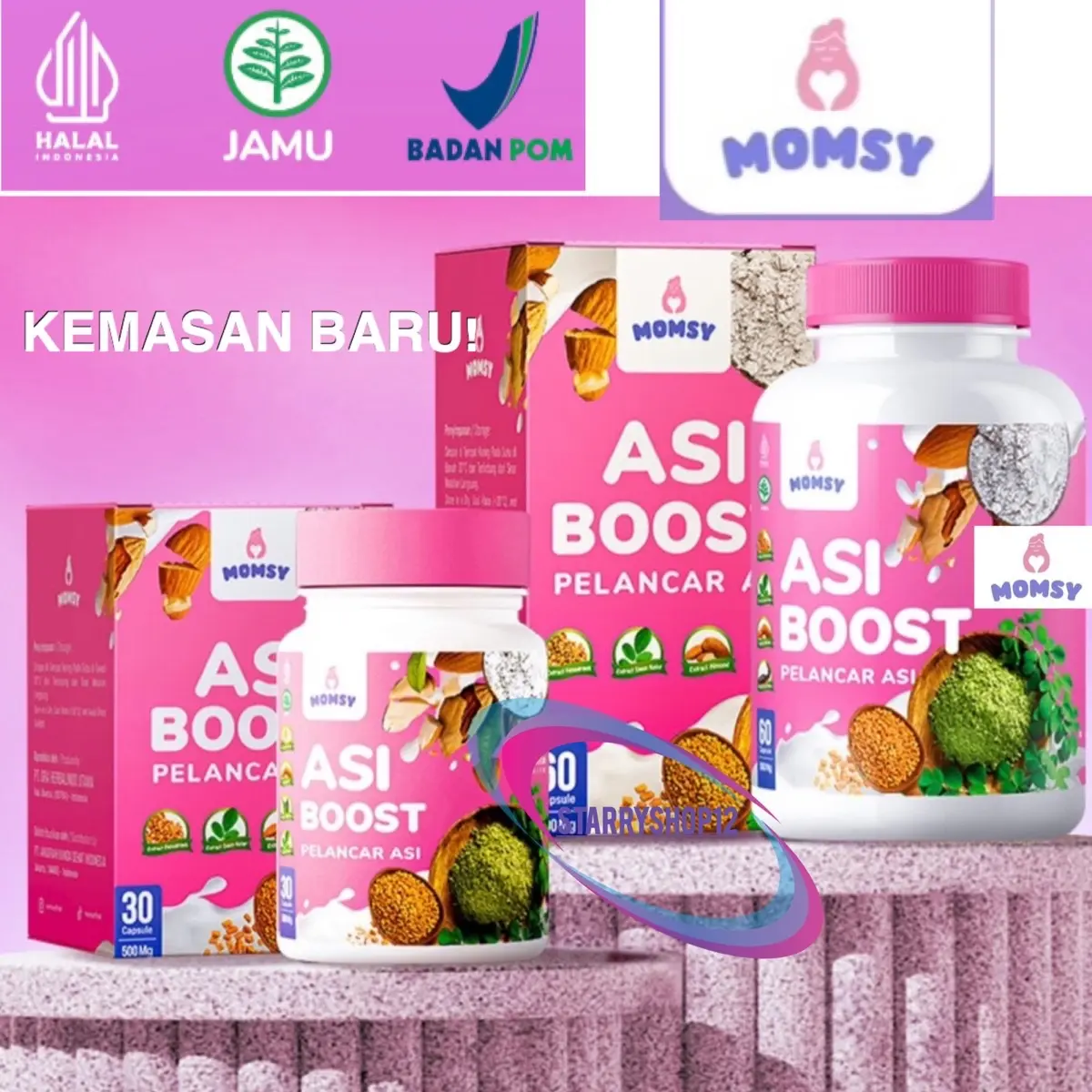MOMSY Asi Booster Pelancar Asi BPOM Halal Momsy momsy 30 60 capsule kapsul minuman original ori