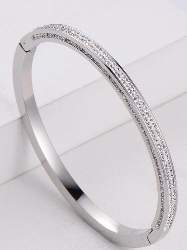 Fashionable Rhinestone Decorated Bangle, Fashion Jewelry for Party, Daily Clothing Decor, Trendy All-match & Exquisite Jewelry for Birthday Gift 3