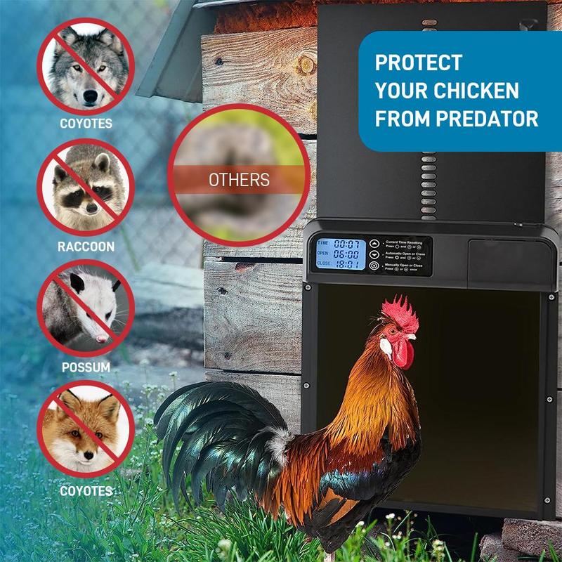 Automatic Chicken Cage Door, Waterproof Chicken Cage Door with Timer Device, Chicken Cage Accessory for Farm 2