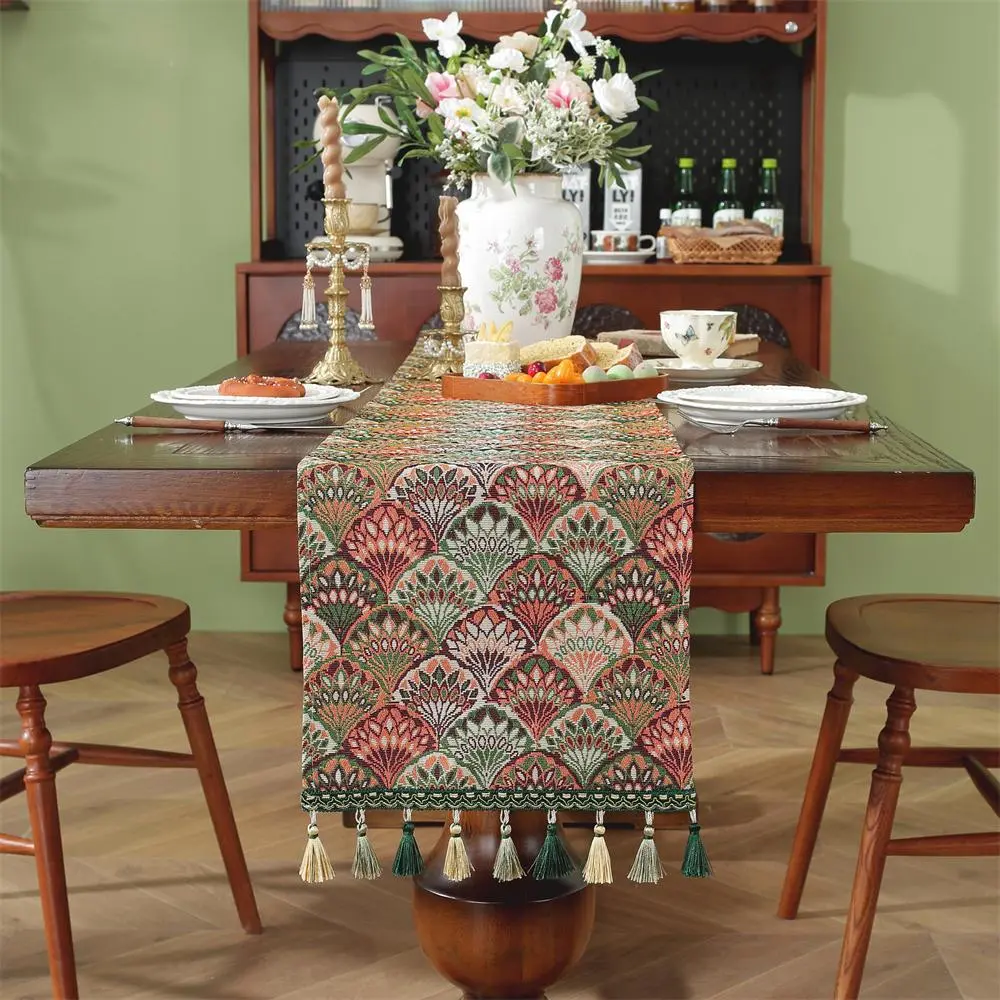 Leaf Pattern Table Runner, Boho Style Table Runner, Table Decoration Supplies for Home Kitchen Dining Room, Home Decor