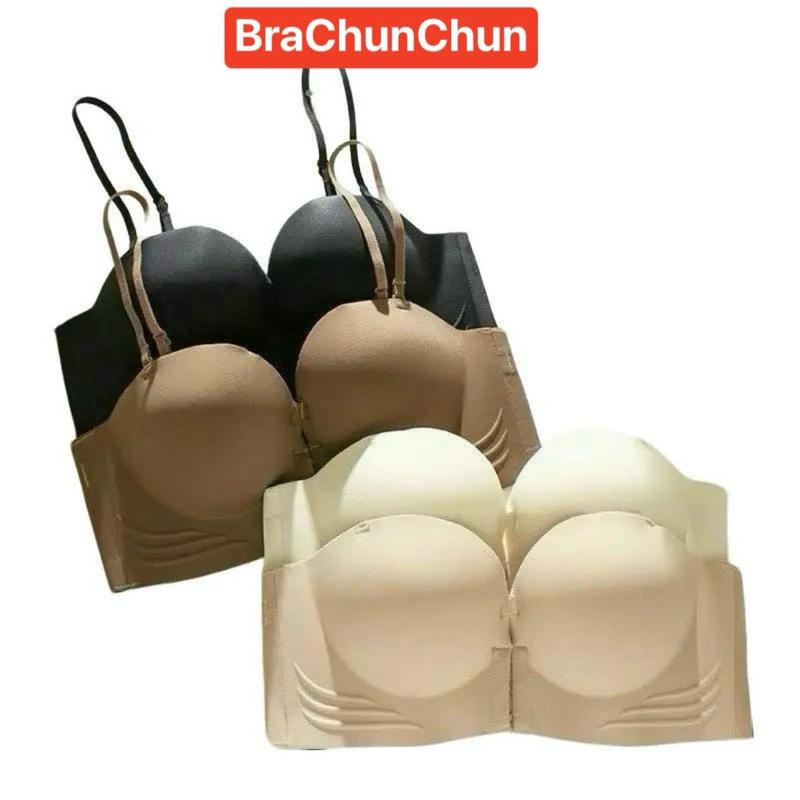 Áo lót NỮ cúp ngang bra mặc không dây chống tuột, áo mặc hở vai nâng nhiều đệm dày 4cm không gọng voi L1