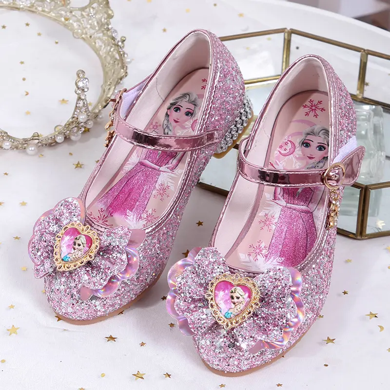 Children's Show Shoes New Girls' Shoes with Bow Sequins Flat Shoes