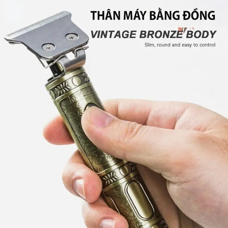 Tông đơ cắt tóc bấm viền sạc điện kiêm máy cạo râu dùng pin sạc TT-029 bấc  & 5