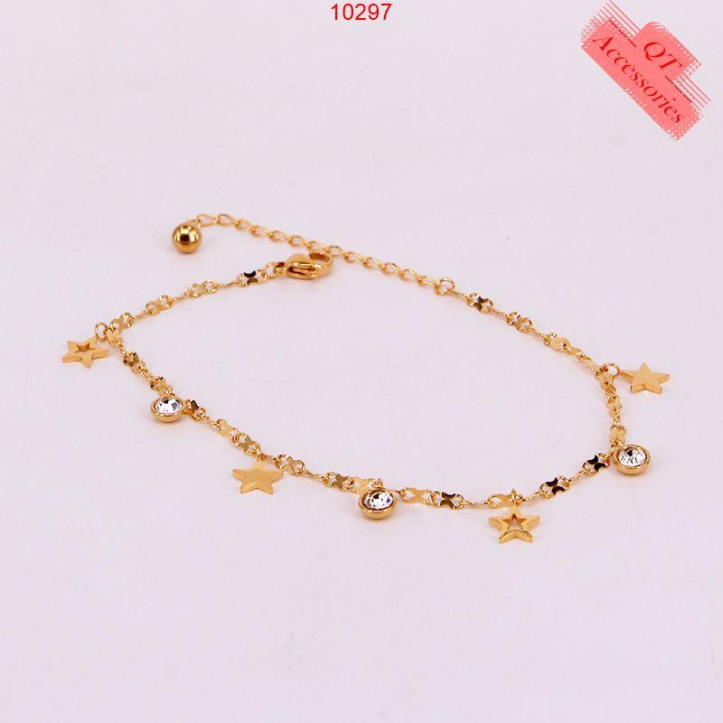 Product Introduction of 10297 - Lắc chân titan mạ vàng 99k sao và đá siêu bền màu 7
