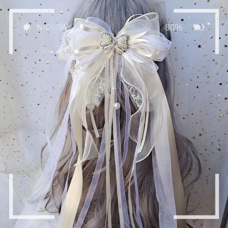 Product Introduction of Kẹp Tóc Nơ Ren Da Quạt Công Chúa Lolita, Phong Cách Nhật Bản, Hoa Lộng Lẫy, Thích Hợp Cho Cô Dâu Đám Cưới Và Cô Gái Mori, Kẹp Bên 2
