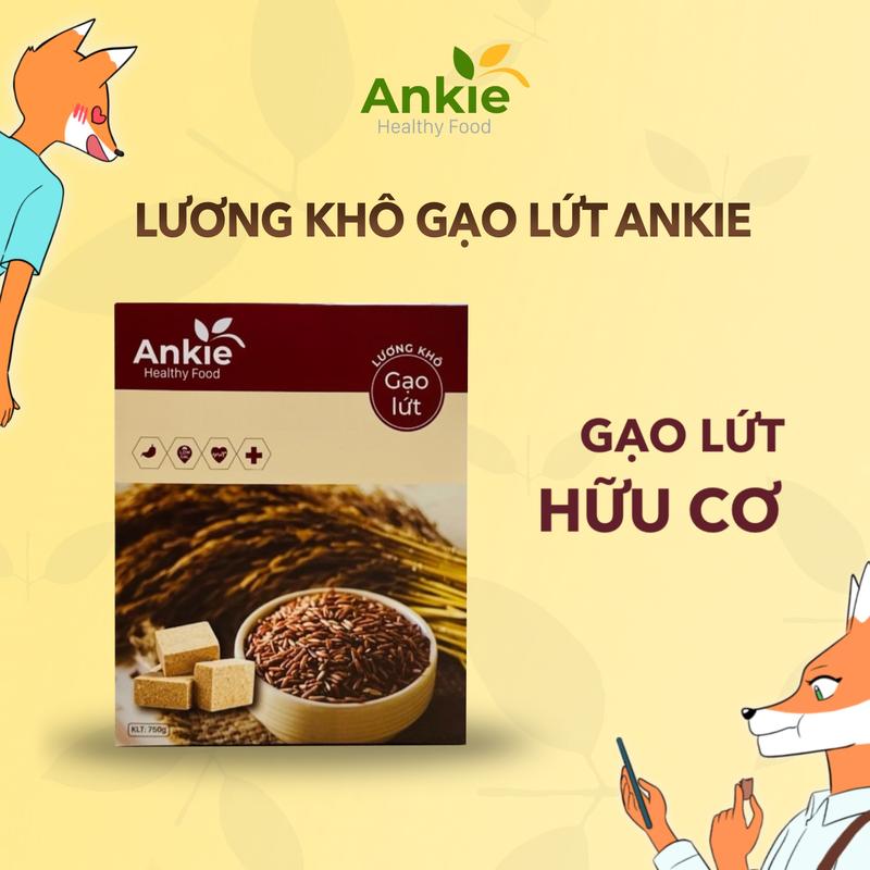 Lương Khô mini Gạo Lứt Ankie hộp 750gr (Hữu cơ Không đường) Snack Ăn Vặt Thức Ăn Food Bánh Quy