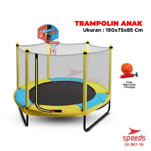 SPEEDS Trampolin Berjaring Pengaman Anak Ukuran 60inch Trampoline Mainan Lompatan Loncat LX 067-16