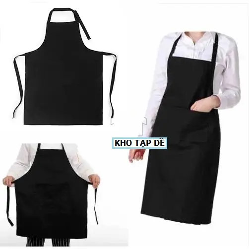 Tạp dề màu đen trơn có túi free size Nam Nữ