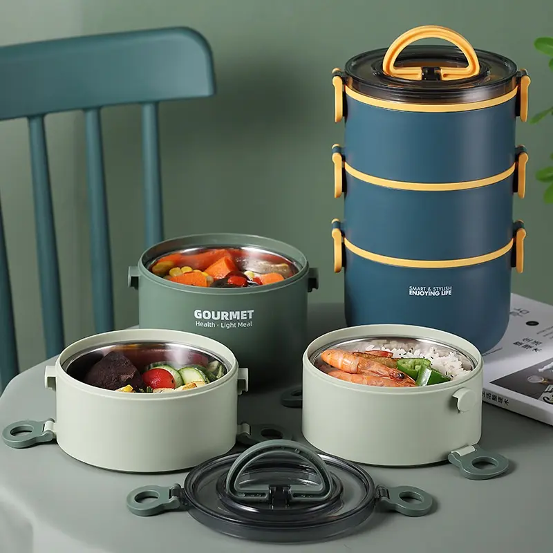 [Cao Cấp] Hộp Đựng Cơm/Camen Giữ Nhiệt 3 Tầng 2200ml Lõi Inox 304 + Tặng Kèm Muỗng 8