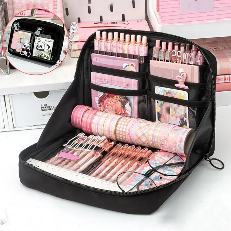 Large Capacity Stationery Bag, 1 Count Simple Pencil Case, Student Pencil Box, Stationery Storage Bag, Makeup Bag, Office Accessories 2