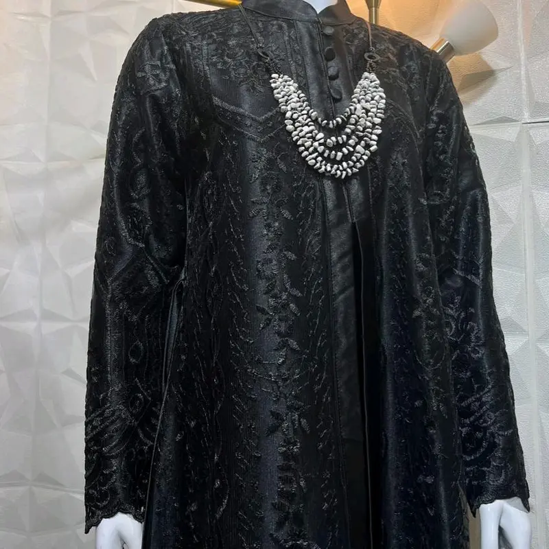 BAHAN SATIN CRISTAL MIX TILE BORDIR BAHAN SUPER MEWAH BUSUI FRIENDLY Muslim Kaftan Wanita Gamis 3