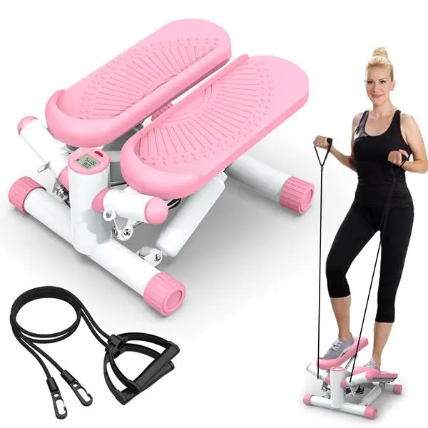 [Fahuac] Springtok Mini Steppers for Exercise at Home,Stair Stepper with Resistance Bands with Quiet Design, Portable Fitness Stepper Equipment Machine for Full Body Workout, Max 330 Lbs