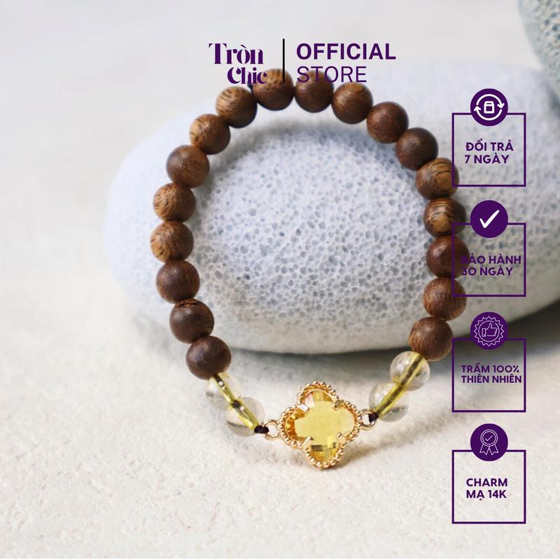 Vòng Tay Trầm Hương Cao Cấp Ngọc Tứ Phúc May Mắn Bình An- Quà Biếu Sang Trọng