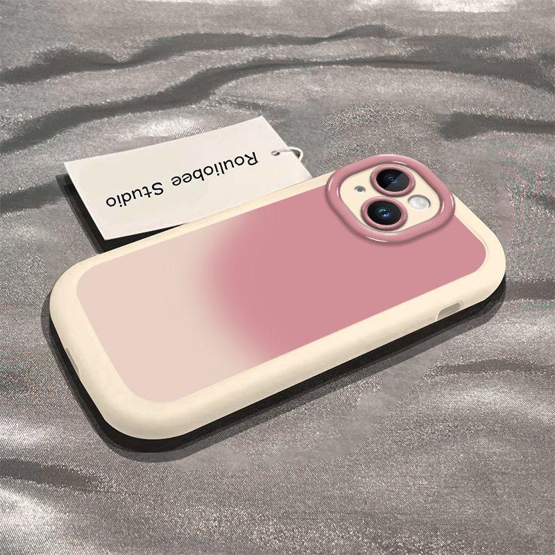 Ốp Điện Thoại, Màu Hồng Gradient Kẹo Ngọt, Dành Cho iPhone 11, 12 / 13 / 14 / 15pro max, Thiết Kế Hình Động Vật Nhỏ Dễ Thương, Chống Thấm Nước Và Chống Sốc, Ốp Di Động 3