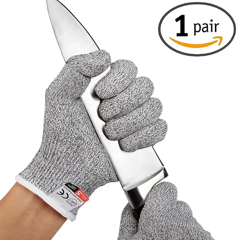 Găng tay chống cắt, HPPE Cấp 5, Độ bền cao, Thích hợp cho công nghiệp, nhà bếp và làm vườn, chống trầy xước, cắt kính, đa năng