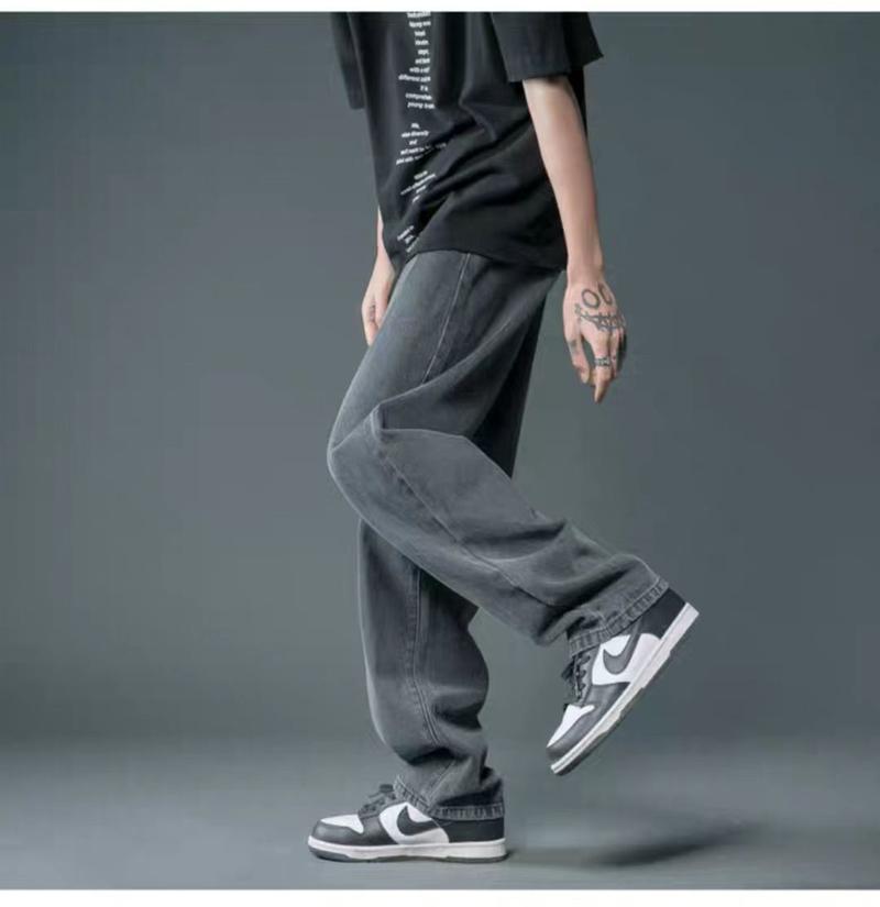 Product Introduction of Trendy Loose Fit Dad Jeans for Men - Korean Style Straight Wide Leg Baggy Pants with Dropped Crotch & Floor Length (Summer 2024 Casual Streetwear) 14