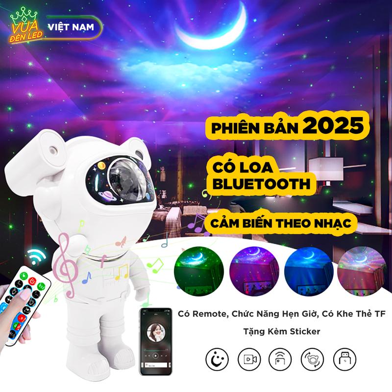 Đèn phi hành gia 2025 Decor phòng có loa bluetooth Đèn galaxy thiên hà chiếu trăng mây sao remote điều khiển