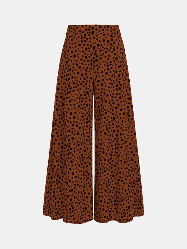 YOZY Polka Dot Print Zipper Back Wide Leg Pants, Elegant High Waist Belted Trousers, 2024 Women's All Seasons Outfits for Beach, Holiday, Vacation 3