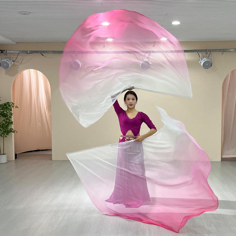 Product Introduction of Women Belly Gradient Dance Long Fan National Long Bamboo Fan Colors Silk Fans For Dancer Decor Hand 17
