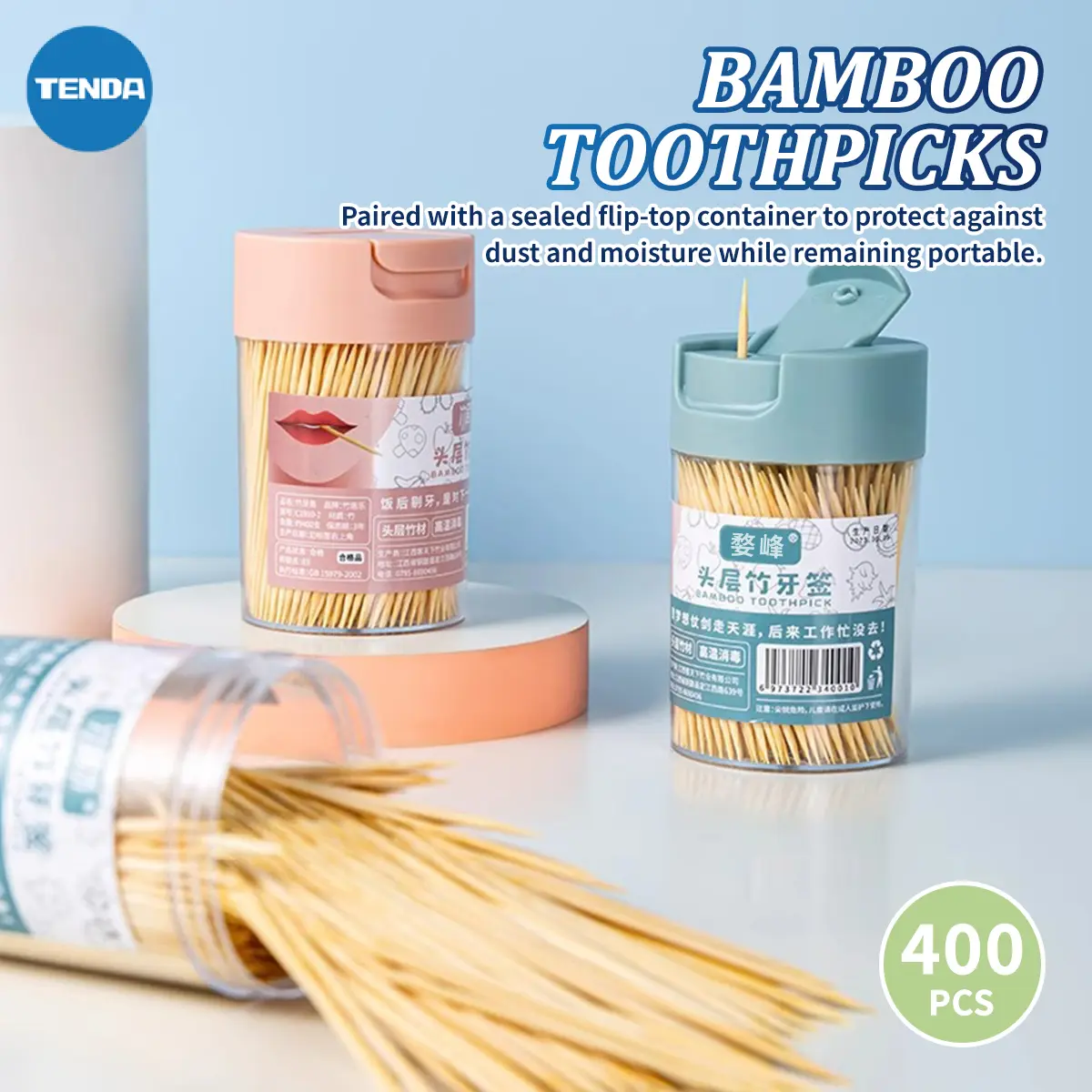 Natural Wooden Bamboo Toothpick Durable Picks Double Ended Fine Teeth ...