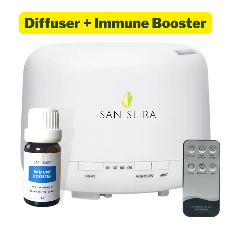 Paket Diffuser + essensial oil immune booster 10ml Humidifier  alami theraperutic grade Aromatherapy 0