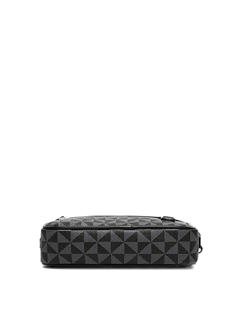 Product Introduction of Men's Casual Geometric Pattern Zipper Crossbody Bag, 2025 New Style Fashionable PU Leather Shoulder Bag for Daily Used, Casual Trendy Versatile High-quality Daily Commuting Bag 4