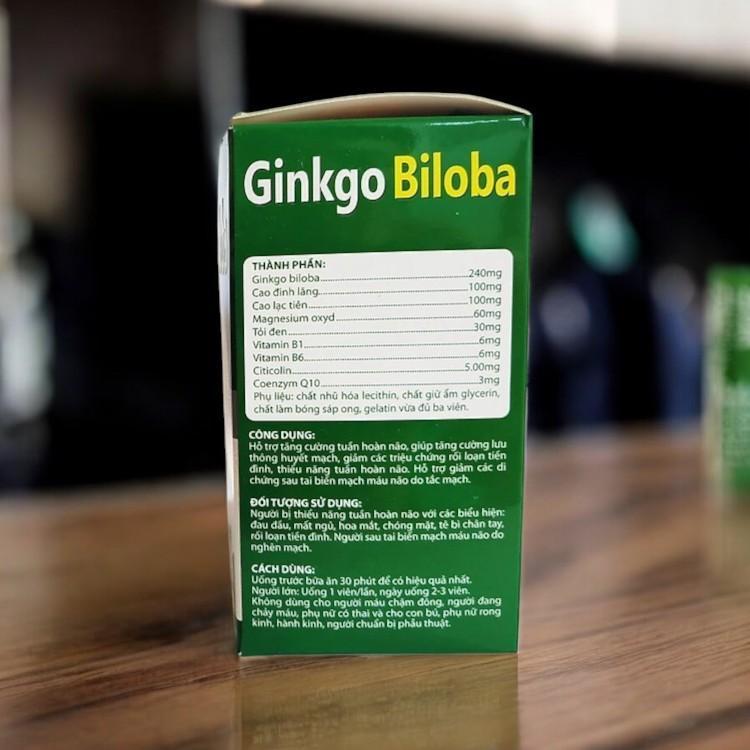 Hoạt Huyết Dưỡng Não Ginkgo Biloba Citicolin - Giúp Bổ Sung Dưỡng Chất Cho Não - Giảm Tai Biến Mạch Máu Não - Hộp 100 Viên 2
