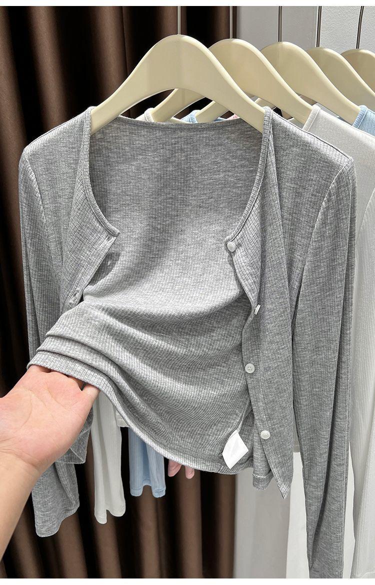 Product Introduction of Tiktok recommendation gray yarn cardigan, thin coat, sunscreen blouse, scarf, women's new office air conditioning shirt, suitable for summer, can be worn outside 17