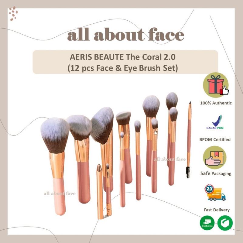 AERIS BEAUTE - The Coral 2.0 (12 pcs Face & Eye Brush Set) ORIGINAL  | Allaboutface 0
