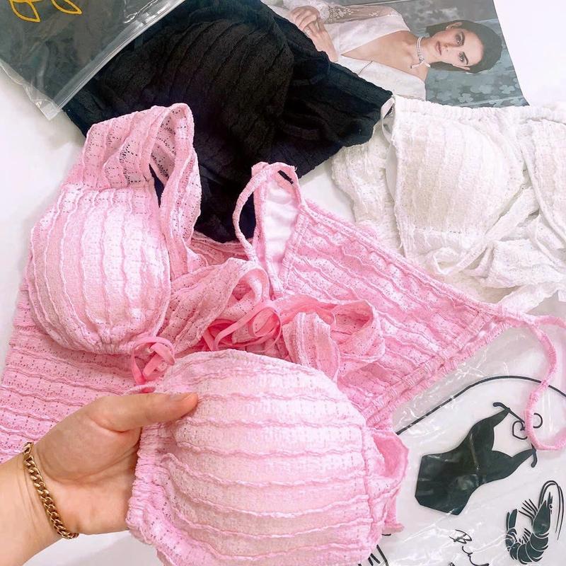 Đồ đi biển bikini 3món áo sẵn mút , quần và khăn chất đũi xốpp nhiều màu 6
