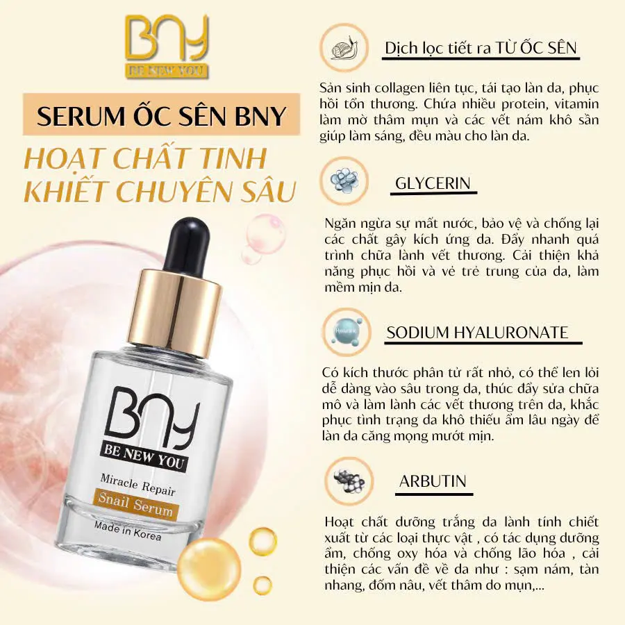 Serum Tinh Chất Ốc Sên BNY Dưỡng Ẩm Bổ Sung Collagen