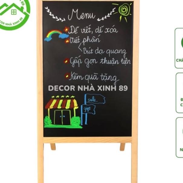 Bảng menu nhà hàng chân gỗ gấp đủ kích cỡ tặng kèm phấn màu 0