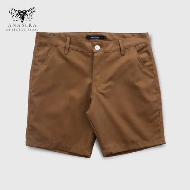 Anasera - Celana Pendek Pria Chino Pants Katun 'Coklat' Shorts Distro Surfing Santai Dewasa unsex Cowok Hitam