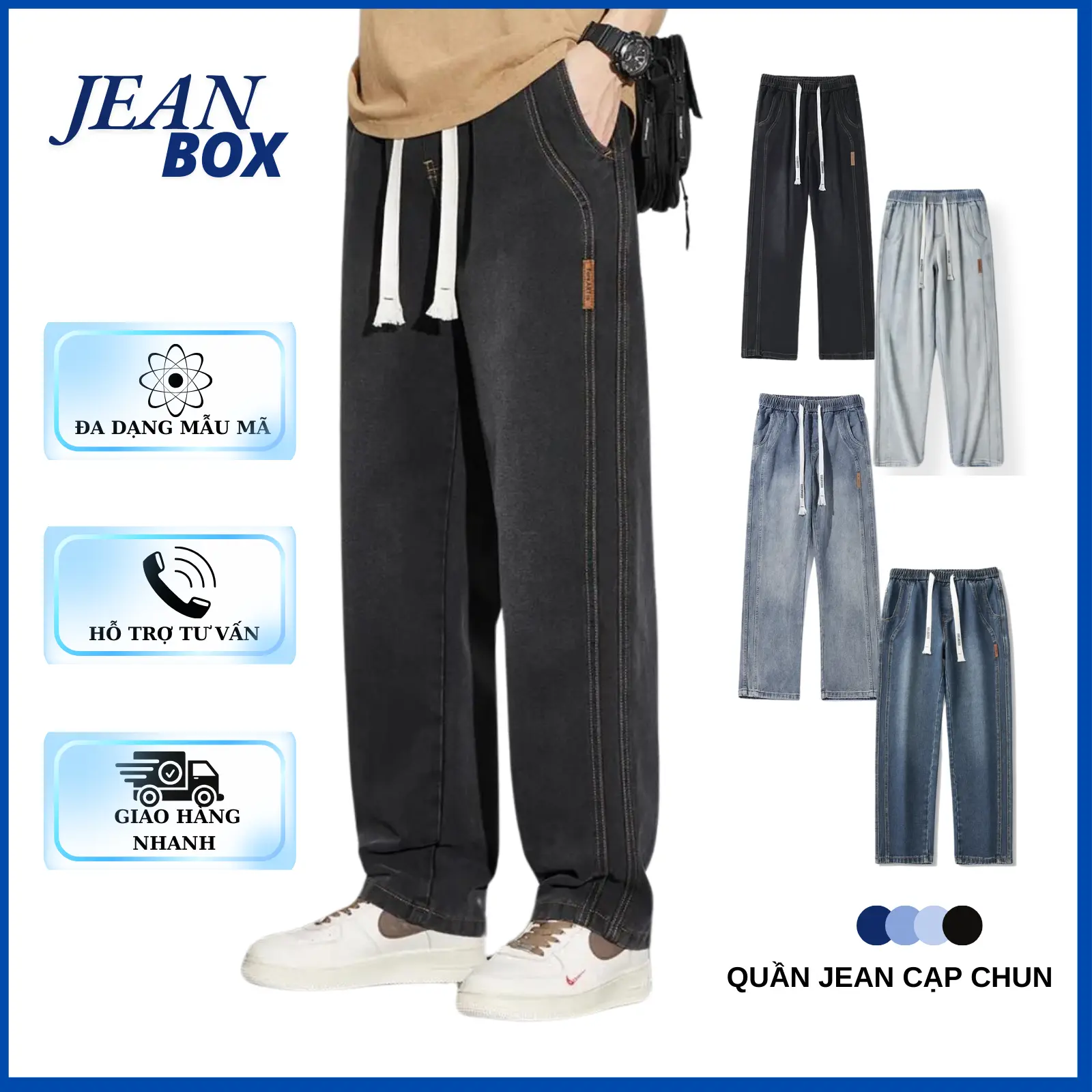 Quần jean ống rộng nam nữ màu retro JEAN BOX N9 phong cách unisex dễ mặc dễ phối đồ Menswear Pants Có Túi