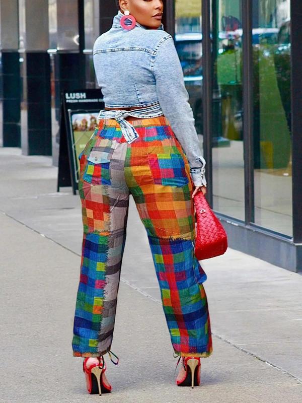Women's Plaid Print Drawstring Pants, Casual Pocket Trousers for Daily Wear, Ladies Bottoms for All Seasons 2