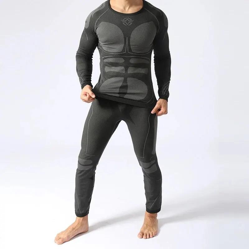Men Sport Thermal Underwear Suits Outdoor Cycling Compression Sportswear Quick Dry Breathable Clothes Fitness Running Tracksuits 5