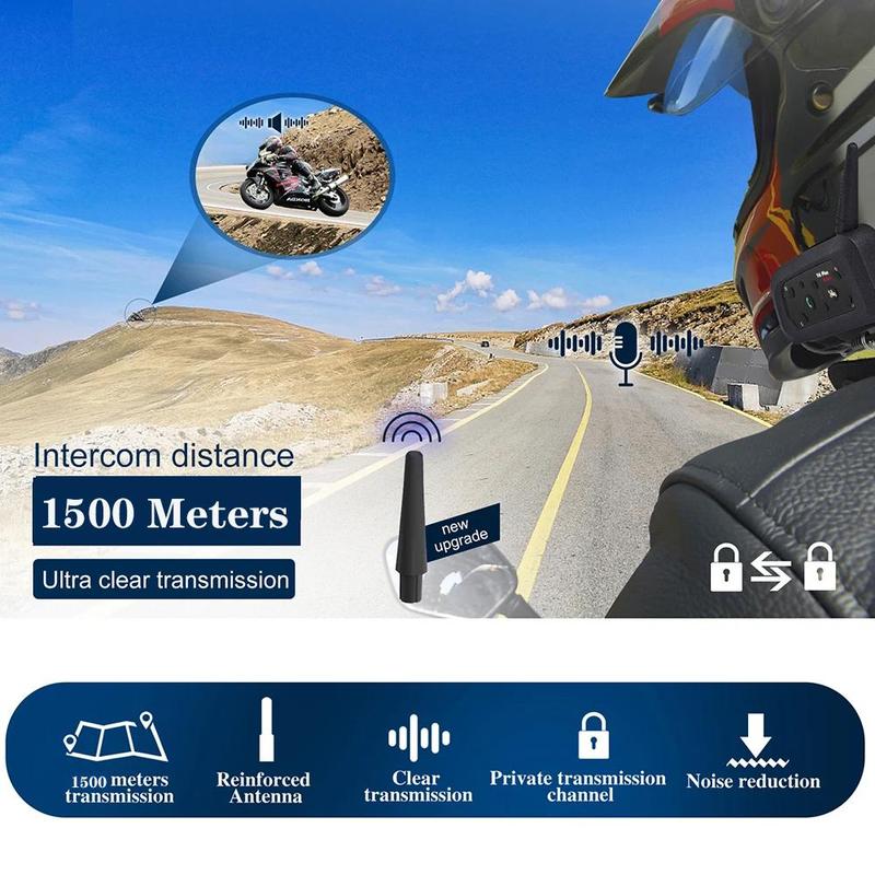 Product Introduction of Motorcycle Helmet Intercom Headset, Motorcycle Bluetooth-compatible Helmet Headset Walkie Talkies, Waterproof Full Duplex Communicator for Riders 5