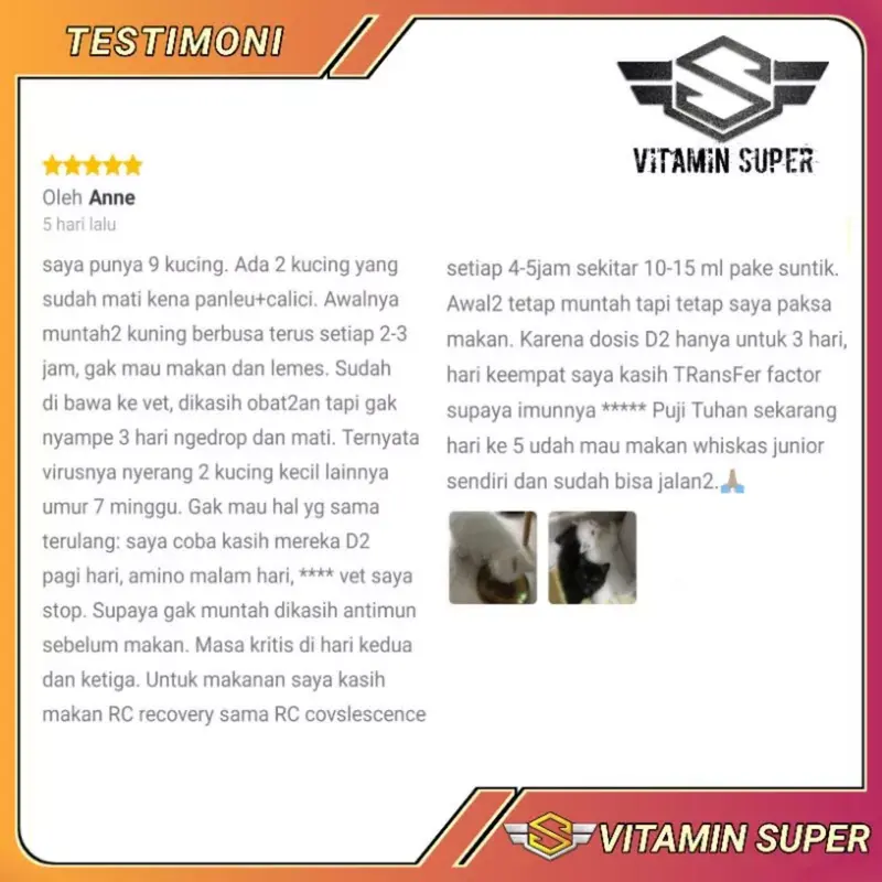 Vitamin Kucing Paket Anti Virus D2 dan Uky Amino  Obat Flu Berat, Panleu, Calici, Distemper, Mencret, Pipis Darah, Batuk, Muntah, Sariawan, Lemes, Imun dan Antibodi nya Kuat 2