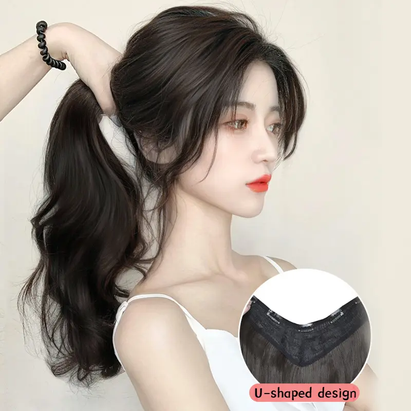 Bộ Tóc Giả Gợn Sóng Sâu, Một Mảnh, Tóc Xoăn Hình Chữ U, Trông Tự Nhiên Và Bồng Bềnh Tóc Nối 1