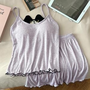 Set Seluar Pendek Cami Kapas, Koleksi Musim Panas, Bra Terbina dalam, Cetakan Kepingan Salji Berwarna-warni, Selesa Tanpa Bra Diperlukan, Sesuai untuk Percutian Pantai, Pesta Muzik dan Pakaian Kasual, Untuk Wanita