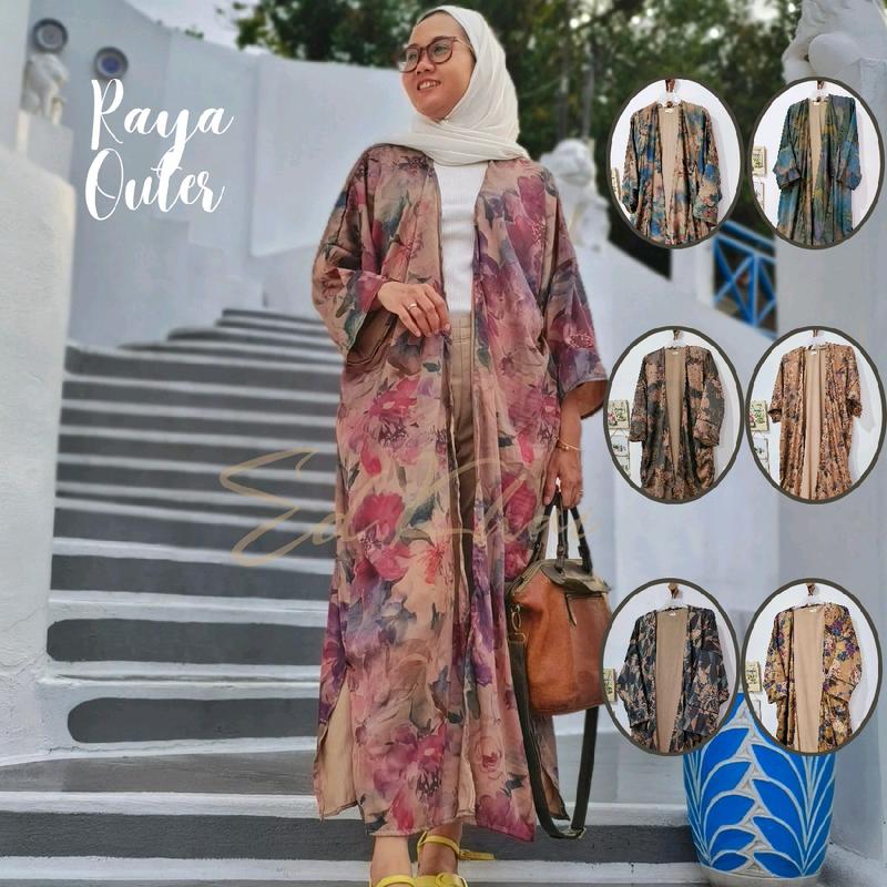 kardigan jumbo raya long outer bigsize motif bunga 1
