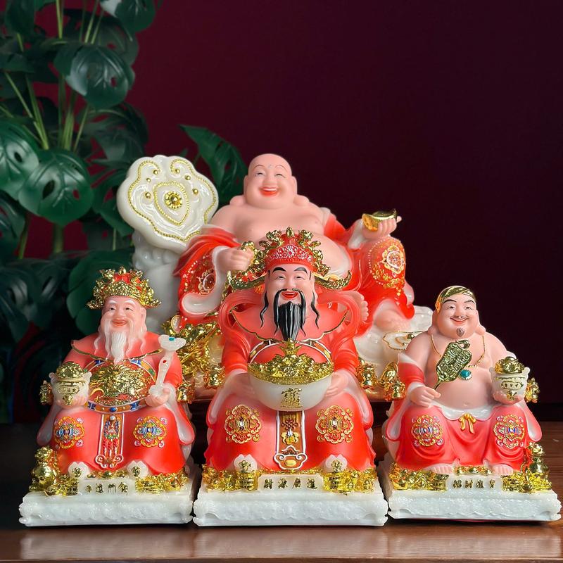 Tượng Thần Tiền,Thần Tài Thổ Địa Vẽ Gấm Sơn Xanh Vàng Đỏ Trắng - Tuệ Nga