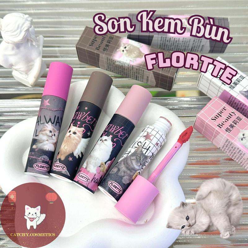 FLORTTE Son Kem Bùn FLORTTE Vỏ Nhám Mèo Xám Vỏ caro Hualoriya Ya Wei Meilia 2.3g